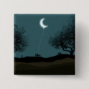 Badge Carré 5 Cm Ballons de lune