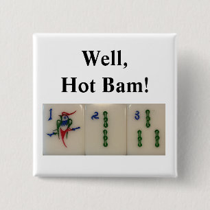 Badge Carré 5 Cm Bam bien chaud - mahjong carreaux de bambou
