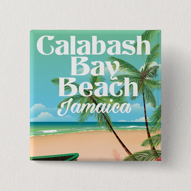 Badge Carré 5 Cm Bamboo Beach Jamaïque (Devant)