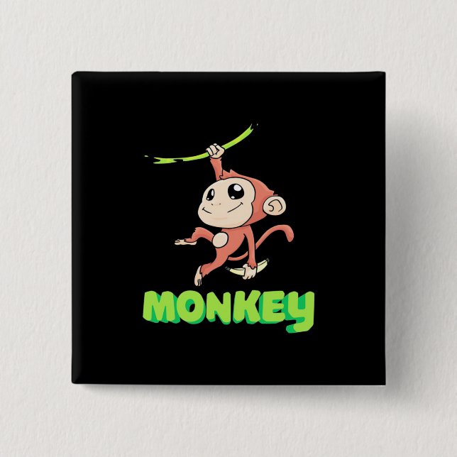 Badge Carré 5 Cm Banane singe (Devant)