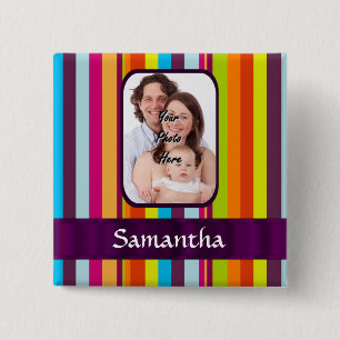 Badge Carré 5 Cm Bande de bonbons multicolore