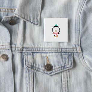 Badge Carré 5 Cm Bande dessinée mignonne de pingouin