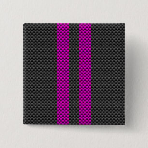 Badge Carré 5 Cm Bandes de course rose chaud en fibre de carbone