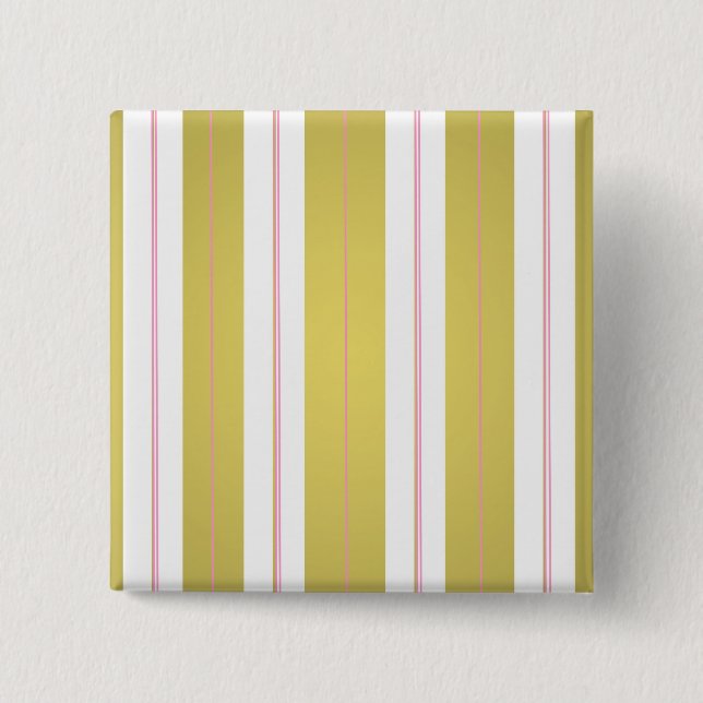 Badge Carré 5 Cm Bandes dorées et roses (Devant)