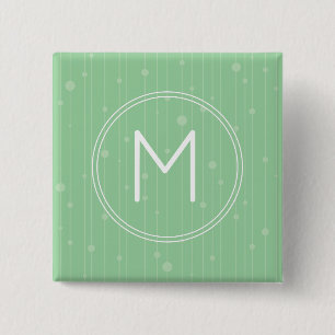 Badge Carré 5 Cm Bandes et points verts à la menthe, monogramme per