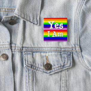 Badge Carré 5 Cm Bandes fines de couleurs arc-en-ciel Fierté gay Ou