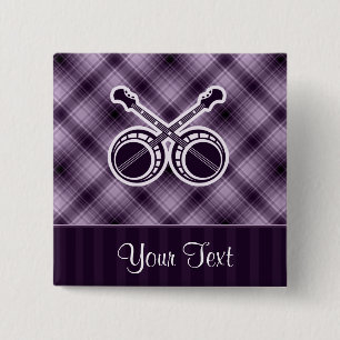 Badge Carré 5 Cm Banjos de duel pourpres