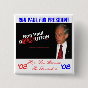 Badge Carré 5 Cm bannière de Ron Paul, Ron Paul pour le président