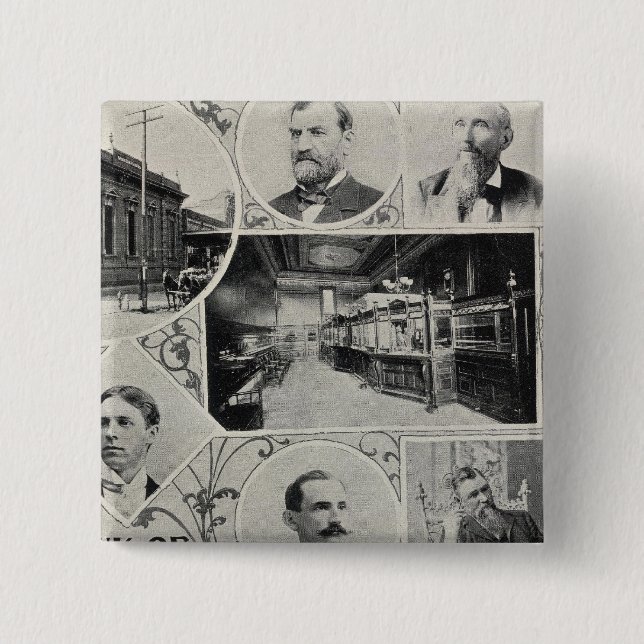 Badge Carré 5 Cm Banque d'épargne de Père Noël Rosa, Californie (Devant)