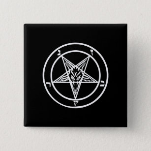 Badge Carré 5 Cm Baphomet Pentagramme inversé Chèvre Logo satanique