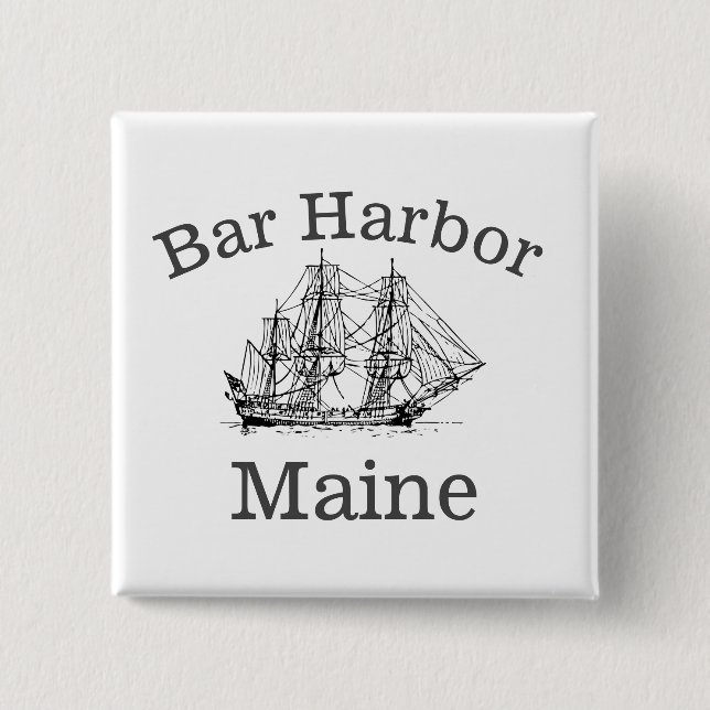 Badge Carré 5 Cm Bar Harbour Maine (Devant)
