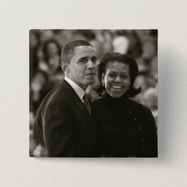 Badge Carré 5 Cm Barack et Michelle Obama Button (Devant)