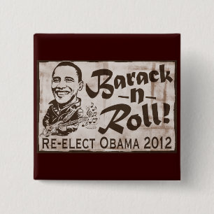 Badge Carré 5 Cm Barack et vitesse d'Obama 2012 de petit pain