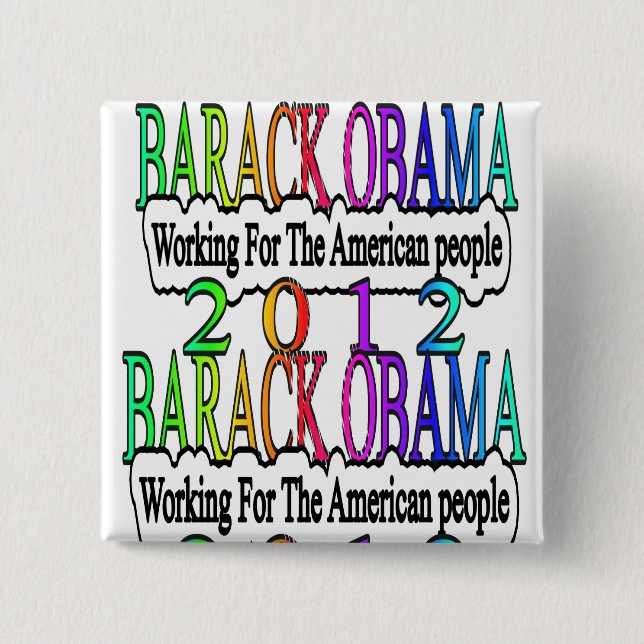 BADGE CARRÉ 5 CM BARACK OBAMA 2012 (Devant)
