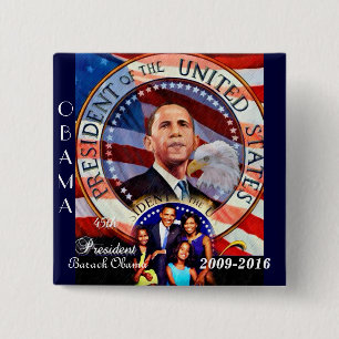 Badge Carré 5 Cm Barack Obama, 45e président des États-Unis_