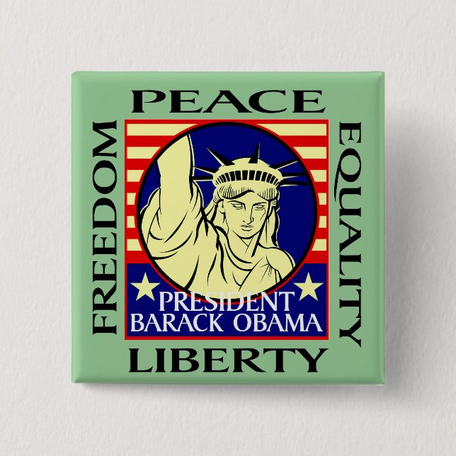 BADGE CARRÉ 5 CM BARACK OBAMA GAGNE ! - CUSTOMISÉ (Devant)