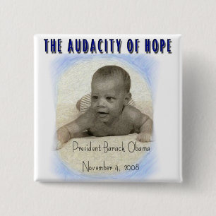 BADGE CARRÉ 5 CM BARACK OBAMA L'AUDACE DE L'ESPOIR