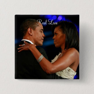 Badge Carré 5 Cm Barack Obama & Michelle, Real Love
