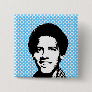 Badge Carré 5 Cm Barack Obama rétro