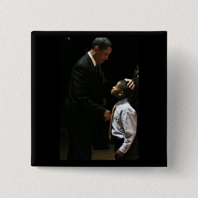 Badge Carré 5 Cm Barack Passant Le Bouton Torche (Devant)