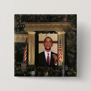Badge Carré 5 Cm Barak Obama parle lors de la dernière soirée de la