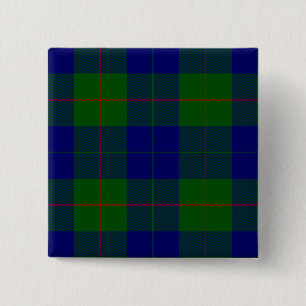 Badge Carré 5 Cm Barclay tartan bleu vert plaid