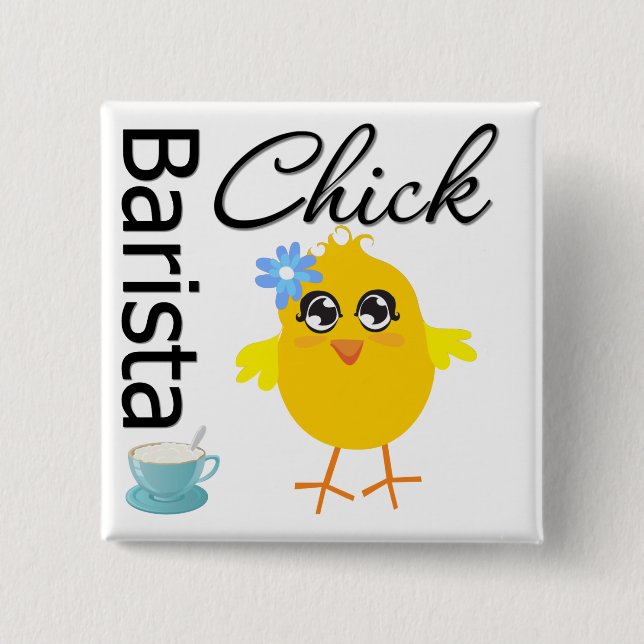 Badge Carré 5 Cm Barista Chick (Devant)