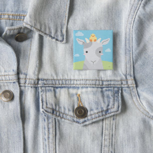 Badge Carré 5 Cm Barn Buddies - Goat & Chick