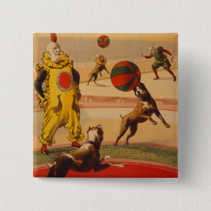 Badge Carré 5 Cm Barnum et Bailey - chiens merveilleux du football