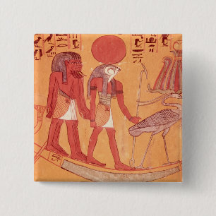 Badge Carré 5 Cm Barque solaire avec Re-Horakhty