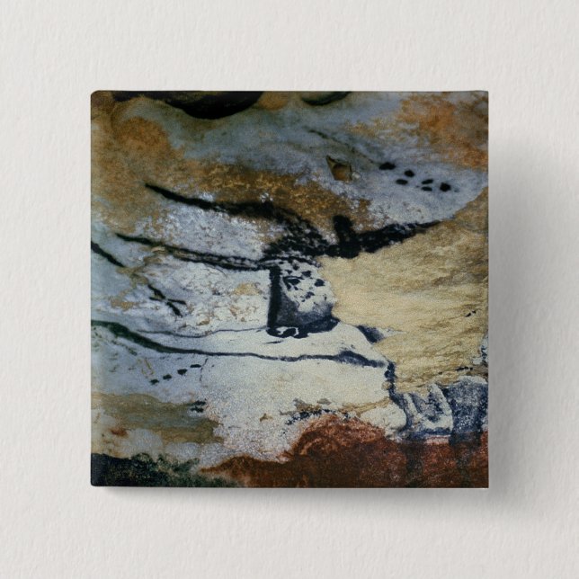 Badge Carré 5 Cm Basculez la peinture d'un taureau avec de longs (Devant)