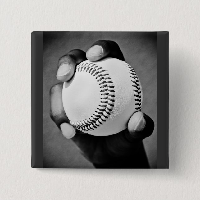 Badge Carré 5 Cm baseball en main (Devant)