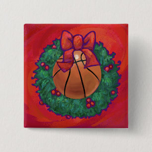 Badge Carré 5 Cm Basket-ball à l'intérieur de la couronne de Noël