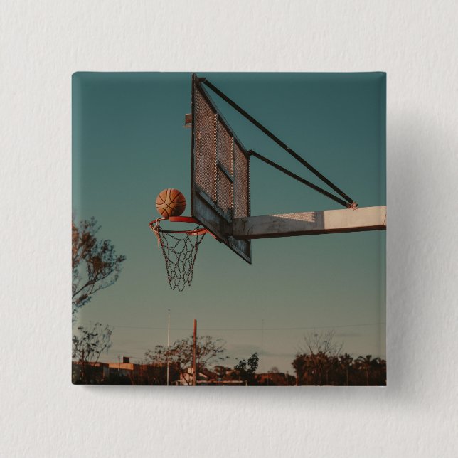 Badge Carré 5 Cm Basket-ball cool (Devant)