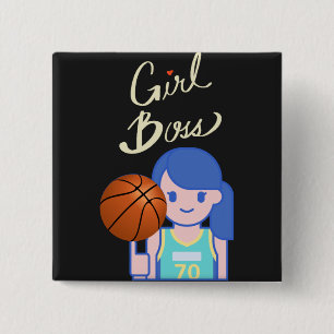 Badge Carré 5 Cm Basket-ball féminin
