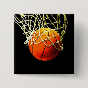 Badge Carré 5 Cm Basket-ball I Love