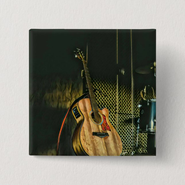 Badge Carré 5 Cm Bass guitar player (Devant)