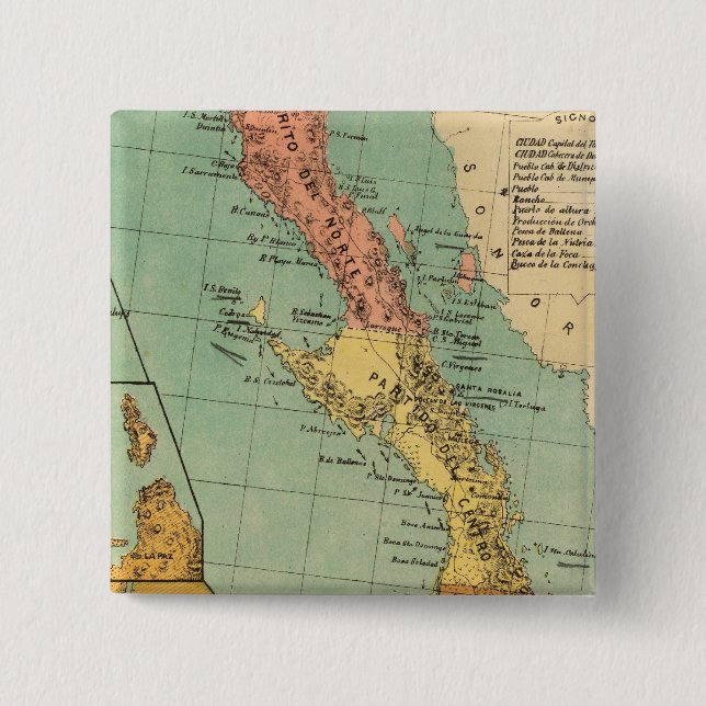 Badge Carré 5 Cm Basse Californie, Mexique (Devant)