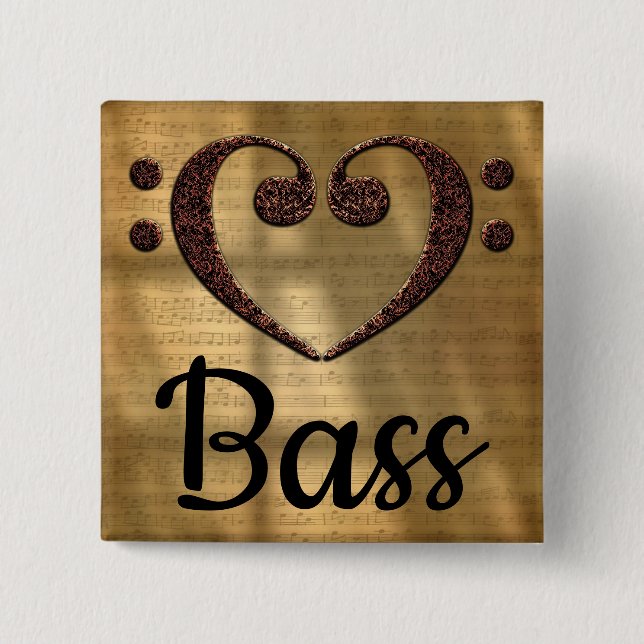 Badge Carré 5 Cm Basse double Clef Heart Basse (Devant)