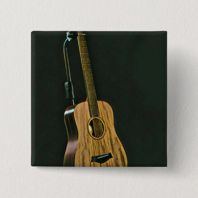 Badge Carré 5 Cm Basse guitariste cadeau (Devant)