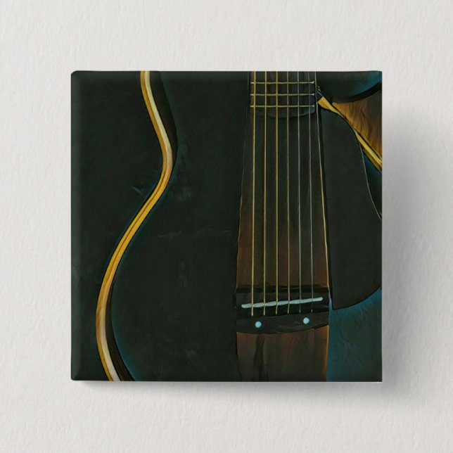 Badge Carré 5 Cm Basse guitariste cadeau (Devant)