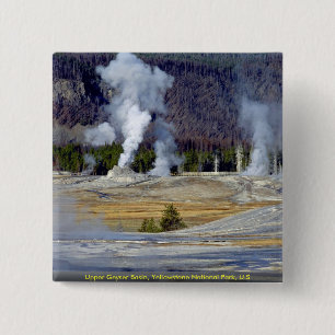 Badge Carré 5 Cm Bassin supérieur de geyser, parc national de