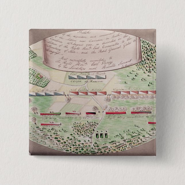 Badge Carré 5 Cm Bataille de Camden, 1780 (Devant)