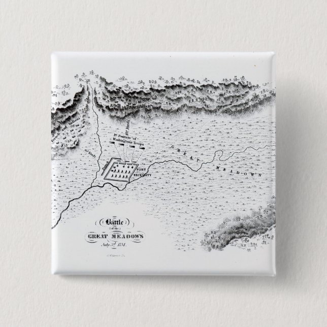 Badge Carré 5 Cm Bataille des grands prés, le 3 juillet 1754 (Devant)