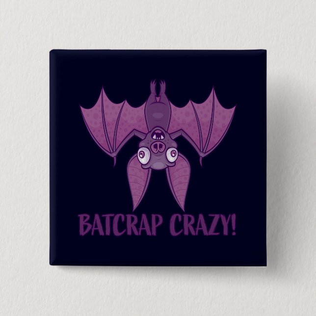 Badge Carré 5 Cm Batcrap Crazy Wacky (Devant)