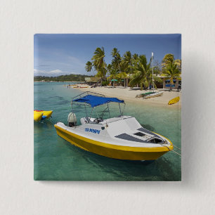 Badge Carré 5 Cm Bateau à moteur et bateau en forme de banane