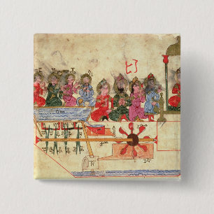 Badge Carré 5 Cm Bateau avec des automates, illustration