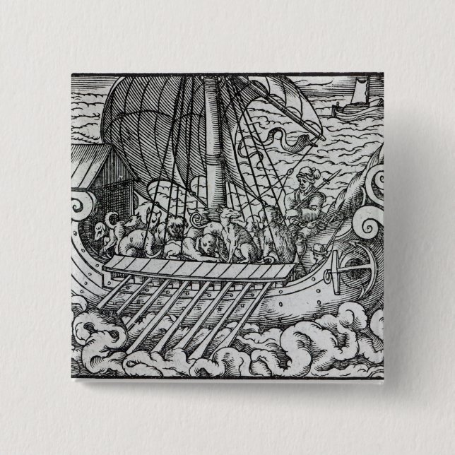 Badge Carré 5 Cm Bateau de Viking (Devant)