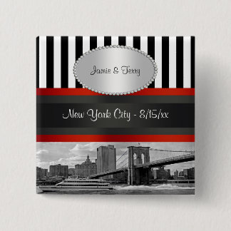 Badge Carré 5 Cm Bateau P de pont de Brooklyn d'horizon de NYC