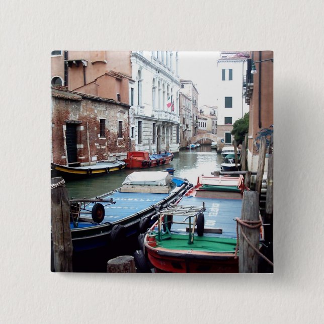 Badge Carré 5 Cm Bateaux à Venise (Devant)